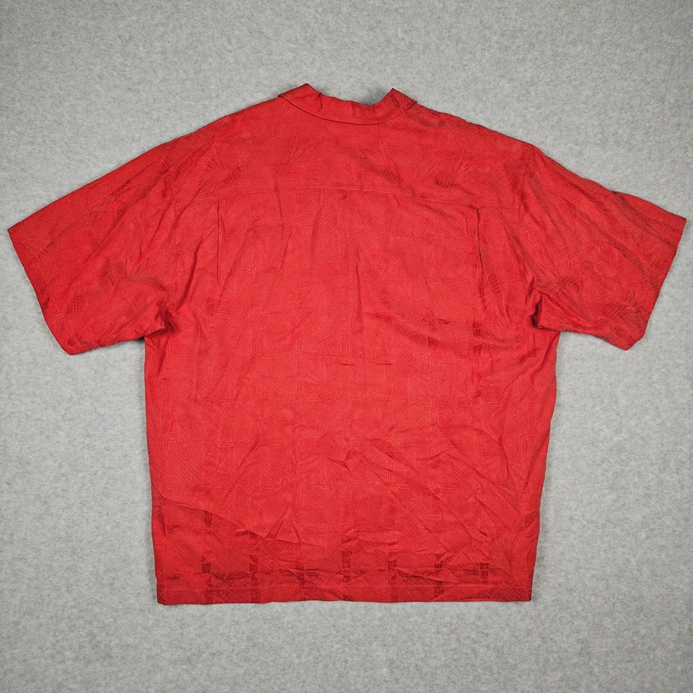 Tommy Bahama Men XXL Red Shirt Silk Jacquard Tropical Aloha Hawaiian Loop Collar - Picture 4 of 6